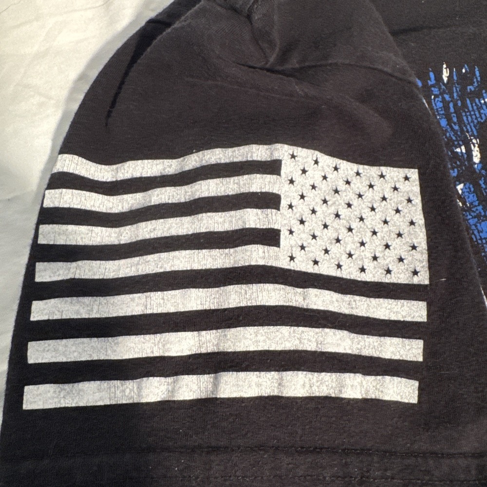 Grunt Style T-shirt Mens Medium Patriotic Winged Skull Flag Black Red White Blue - Picture 7 of 10